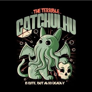 NWOT XL Unisex Mens Cthulhu Cat Catchulhu Lovecraft T-Shirt Tee Cute Gift!